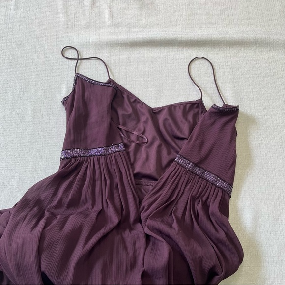 Adrianna Papell Formal Sleeveless Bead Bodice Chiffon Gown Color Purple Size 8 - Picture 8 of 11